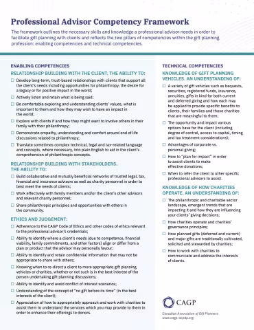 Professional Advisor Competency Framework