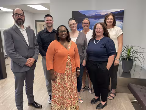 From left: Ian Currie, Matt Mandrusiak, Lisa Dayanandan, Laura Svajlenko, Tracy Zuk, April Grindheim, Christy Soholt, missing: Ali Thibert